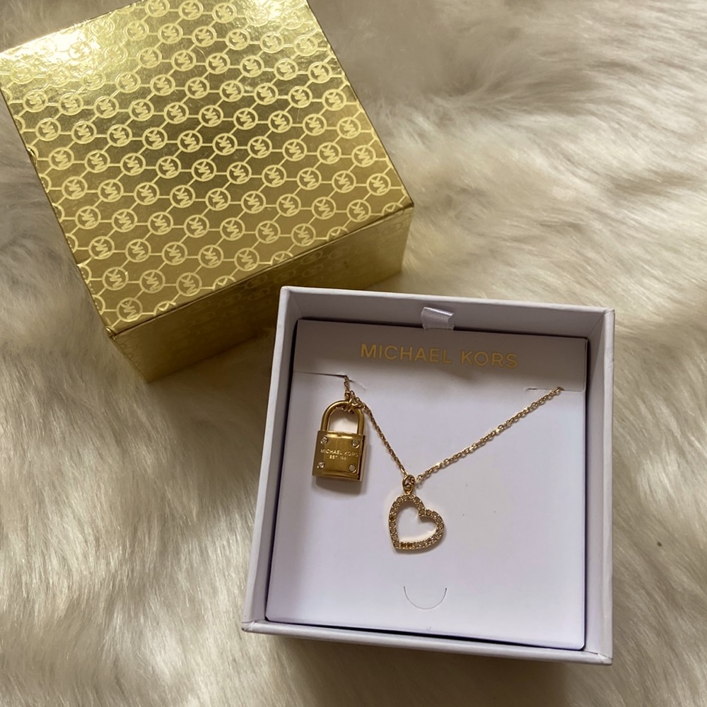 Michael kors heart and padlock charm necklace